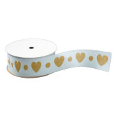 Gold Glitzer Heart on Light Blue Ripsband (Spule)