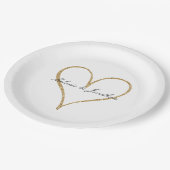 Gold Glitzer Heart Pappteller (Schrägansicht)