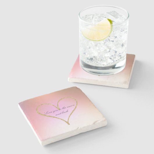 Gold Glitzer Heart Pink Ombre Liebe Steinuntersetzer (Seitenansicht)