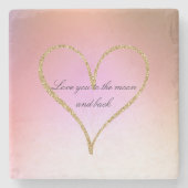 Gold Glitzer Heart Pink Ombre Liebe Steinuntersetzer (Vorderseite)