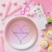 Gold Glitzer Heart Pink Ombre Pappteller (Party)