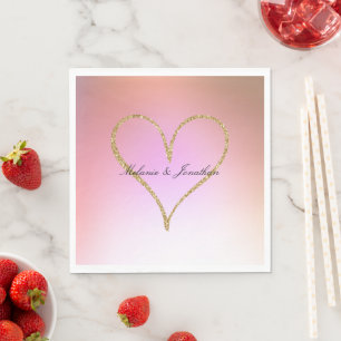 Gold Glitzer Heart Pink Ombre Serviette
