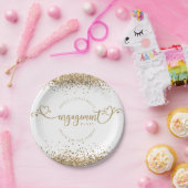 Gold Glitzer Heart Script Names Verlobung White Pappteller (Party)