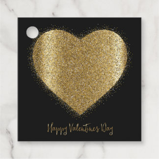 Gold Glitzer Heart Valentine's Day Gift Gabe Tag Geschenkanhänger