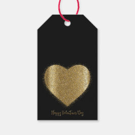 Gold Glitzer Heart Valentine's Day Gift Tag Geschenkanhänger