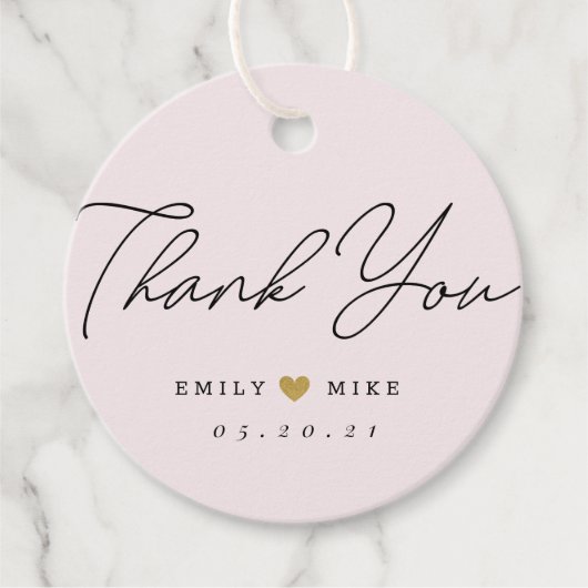 Gold Glitzer Heart Wedding Danke Pink Geschenkanhänger (Vorderseite)