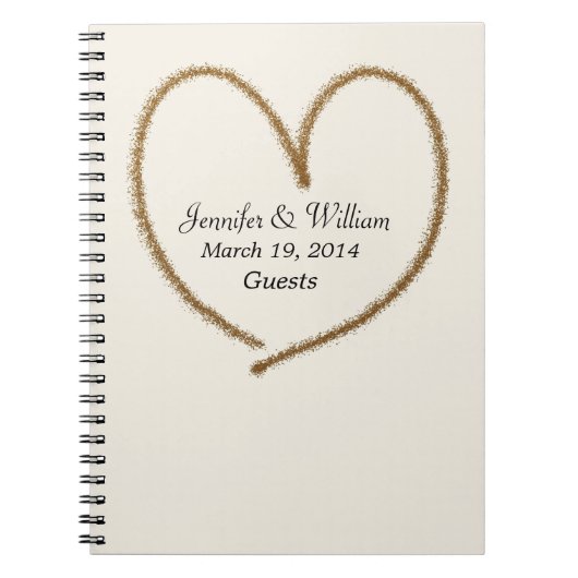 Gold Glitzer Heart Wedding Guest Sign In Notizblock (Vorderseite)