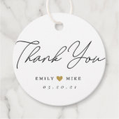 Gold Glitzer Heart Wedding Vielen Dank Geschenkanhänger (Vorderseite)