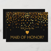 Gold Glitzer Heart Werden Sie meine TRAUZEUGIN Einladung (Vorne/Hinten)