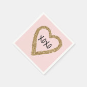Gold Glitzer Heart XOXO Serviette (Ecke)
