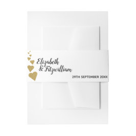 Gold Glitzer Hearts Einladungs-Band Einladungsbanderole