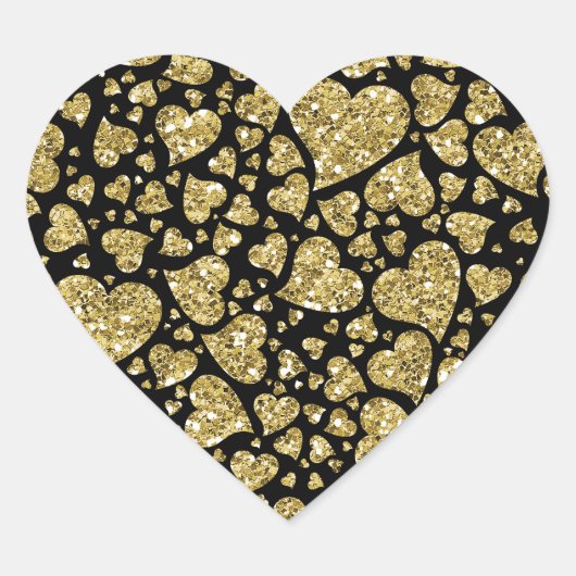 Gold Glitzer Hearts Herz-Aufkleber (Vorderseite)