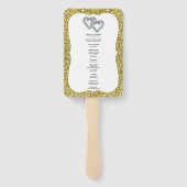 Gold Glitzer Hearts Wedding Program Fans Fächer (Rückseite)