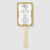 Gold Glitzer Hearts Wedding Program Fans Fächer (Vorderseite)