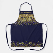 Gold Glitzer Hebrew Hanukkah Lupe Schürze (Vorderseite)