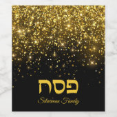 Gold Glitzer Hebrew Passover Weinetikett (Einzelnes Label)