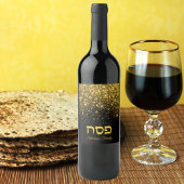 Gold Glitzer Hebrew Passover Weinetikett