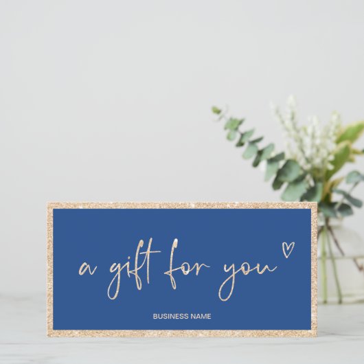 Gold Glitzer Herzblautlogoschein (Stehend Vorderseite)