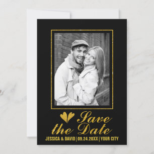 Gold Glitzer Herzen Hochzeit retten das Date Foto Save The Date