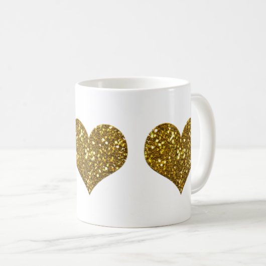 Gold-Glitzer-Herzen Kaffeetasse (VorderseiteRechts)