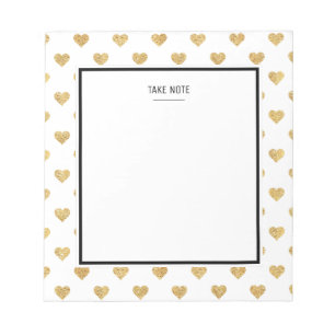 Gold glitzer Herzen Notizblock