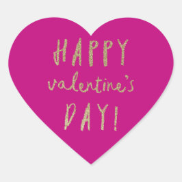 Gold Glitzer Herzlich-Valentinstag Aufkleber