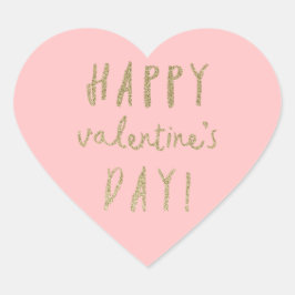 Gold Glitzer Herzlich-Valentinstag Aufkleber