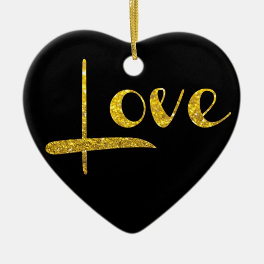 *~* Gold Glitzer Herzliche Liebe Ornament (Vorne)
