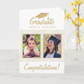 Gold Glitzer Herzlichen Glückwunsch Graduate 2 Fot Karte (Gelbe Blume)