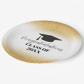 Gold Glitzer Herzlichen Glückwunsch Graduate Paper Pappteller (Schrägansicht)