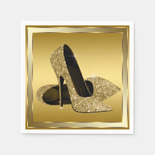Gold Glitzer High Heel Serviette (Vorderseite)