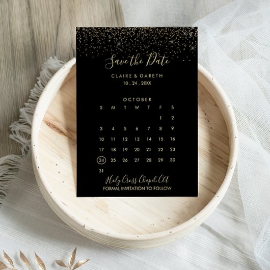 Gold Glitzer Hochzeit Speichern Sie den Datumskale Save The Date