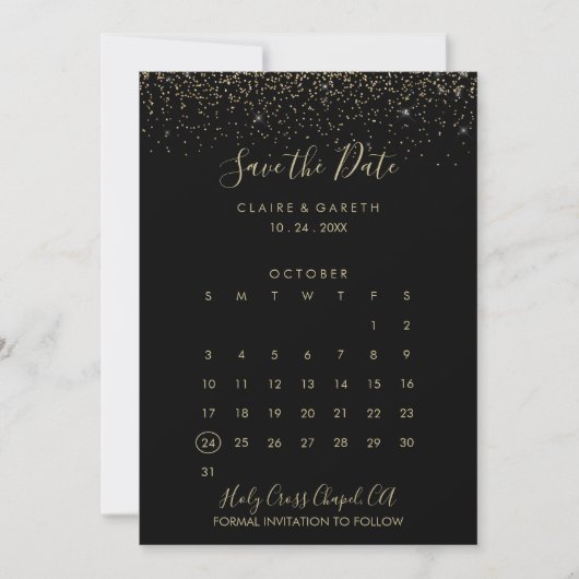 Gold Glitzer Hochzeit Speichern Sie den Datumskale Save The Date (Vorderseite)