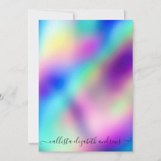 Gold Glitzer Holographic Masquerade Geburtstag Einladung (Rückseite)