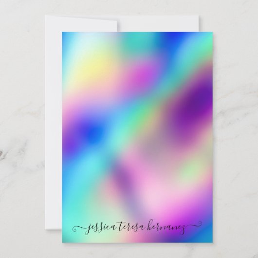 Gold Glitzer Holographic Masquerade Quinceañera Einladung (Rückseite)