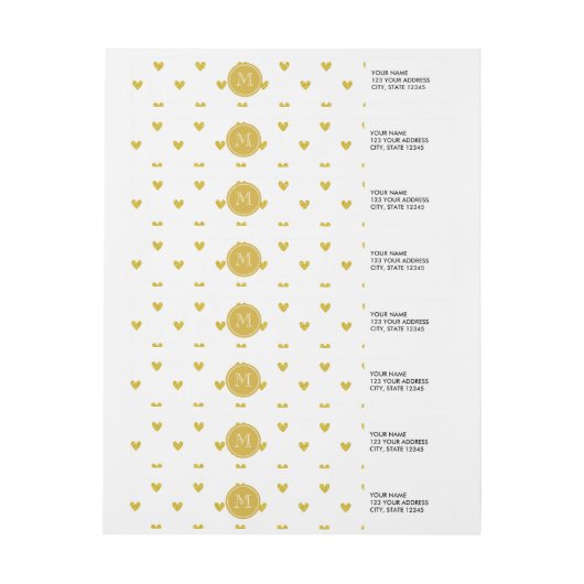 Gold Glitzer Hörer mit Monogramm (Bogen)