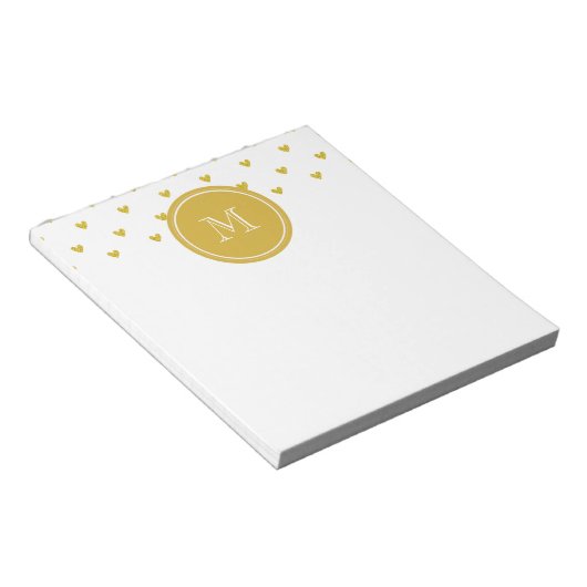 Gold Glitzer Hörer mit Monogramm Notizblock (angewinkelt)