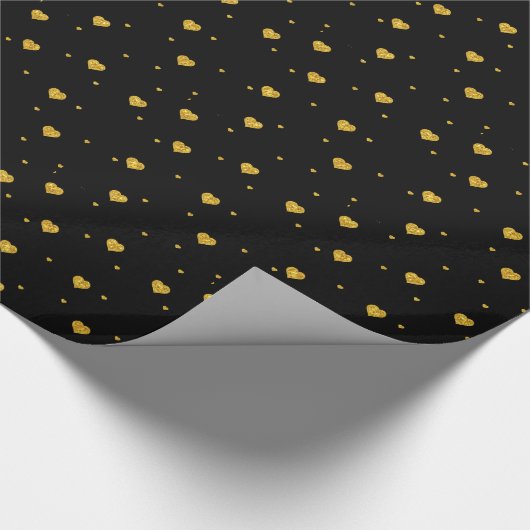 Gold Glitzer Hört Nahtloses Muster Geschenkpapier (Ecke)