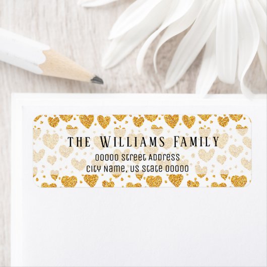Gold Glitzer Hört Personalisierte Rückgabeadresse (Insitu)