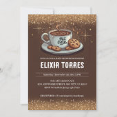 Gold Glitzer Hot Chocolate Winter Baby Dusche Einladung (Vorderseite)