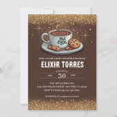 Gold Glitzer Hot Chocolate Winter Baby Dusche Einladung (Vorderseite)