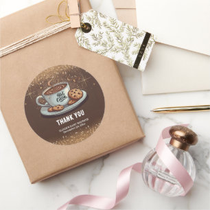 Gold Glitzer Hot Chocolate Winter Baby Dusche Runder Aufkleber