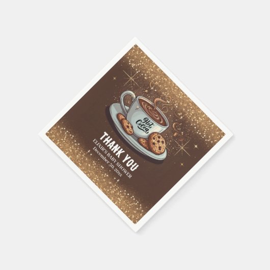 Gold Glitzer Hot Chocolate Winter Baby Dusche Serviette (Ecke)