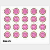 Gold Glitzer Hot Pink Custom Danke Label Runder Aufkleber (Blatt)