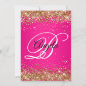 Gold Glitzer Hot Pink Extravagant Monogram 30. Geb Einladung (Rückseite)