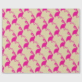 Gold Glitzer Hot Pink Flamingo Wrapping Paper Geschenkpapier (Flach)
