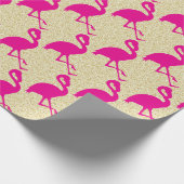 Gold Glitzer Hot Pink Flamingo Wrapping Paper Geschenkpapier (Ecke)