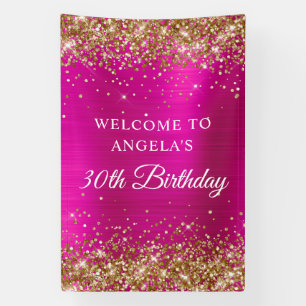 Gold Glitzer Hot Pink Foil 30. Geburtstag V Banner
