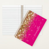 Gold Glitzer Hot Pink Moderne Girly Signature Notizblock (Innen)