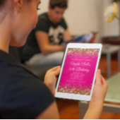 Gold Glitzer Hot Pink Monogram 50. Geburtstag Einladung